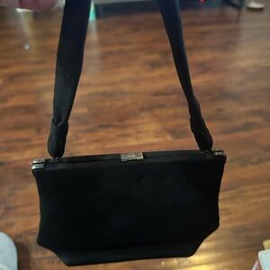 Vintage Oberon Paris  Black Clutch with Wrislet with jeweled frame